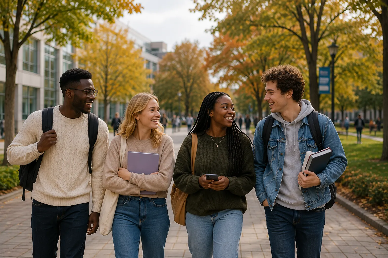 Groupe d’étudiants internationaux sur un campus